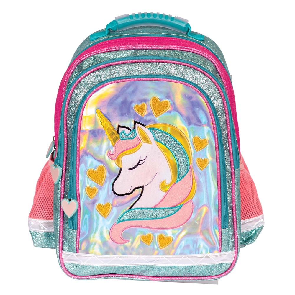 Ghiozdan ergonomic UNICORN, spate anatomic, buretat, inchidere cu fermoar, cusaturi triple, 38 x 29 x 13.5 cm - imagine 4